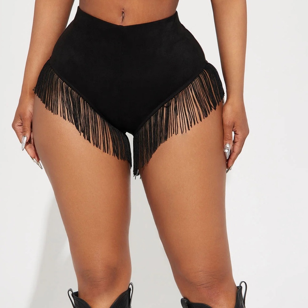Fashion Nova Black High Waist Fringe Shorts
